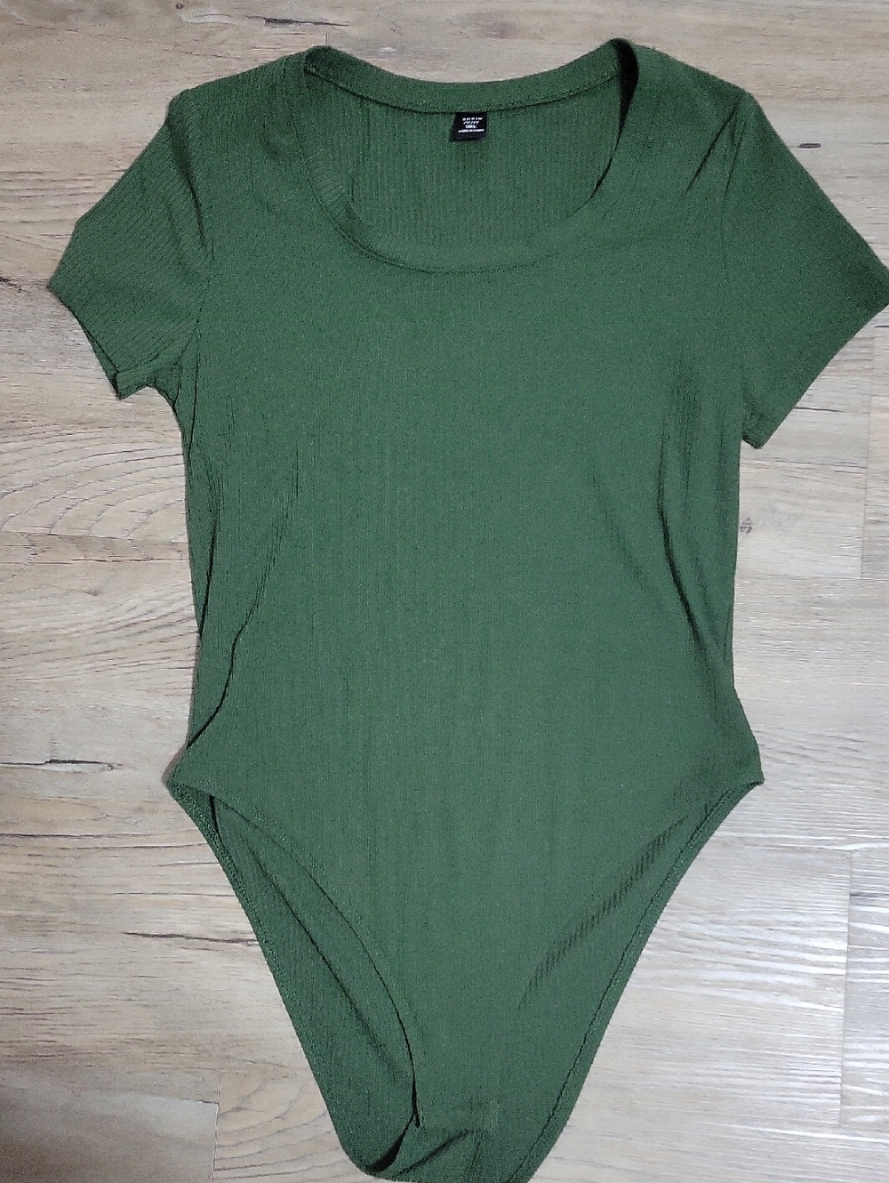 SHEIN Olive Green Ribbed Short Sleeve Bodysuit
